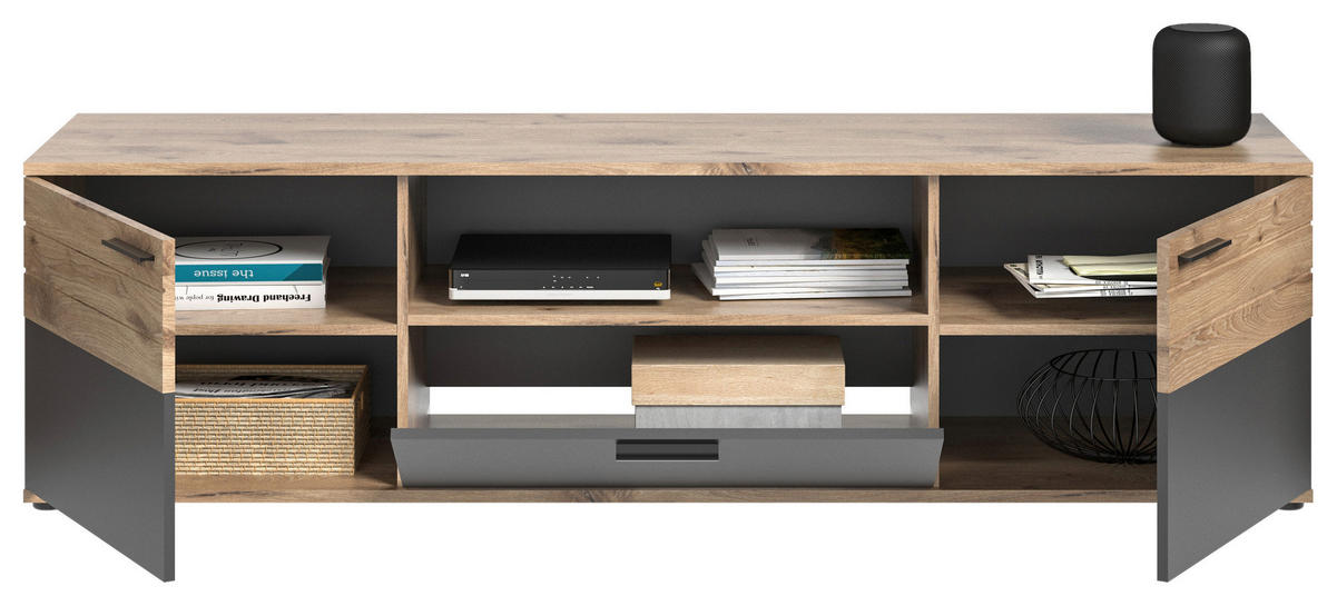 TV-Lowboard Mason Nox Oak Nachbildung dunkelgrau B/H/T: ca. 194x53x47 cm Mason - dunkelgrau (194,00/53,00/47,00cm)