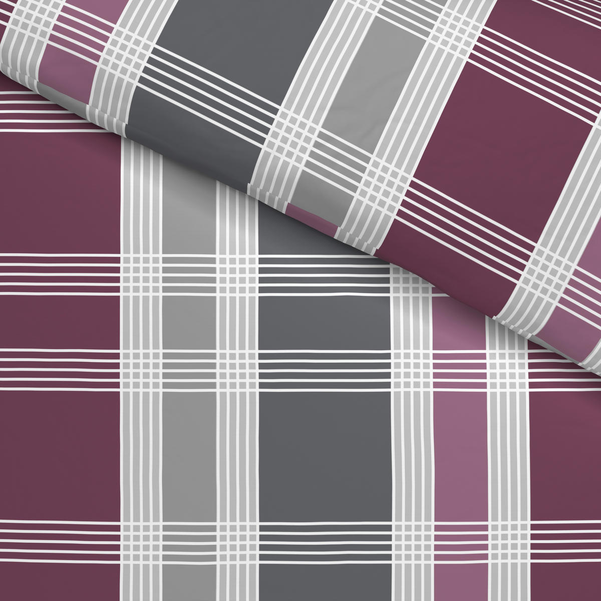 Baumwoll Bettwäsche Biber Bettwäsche_Biber Karo 135x200cm - bordeaux (135,00/200,00cm)