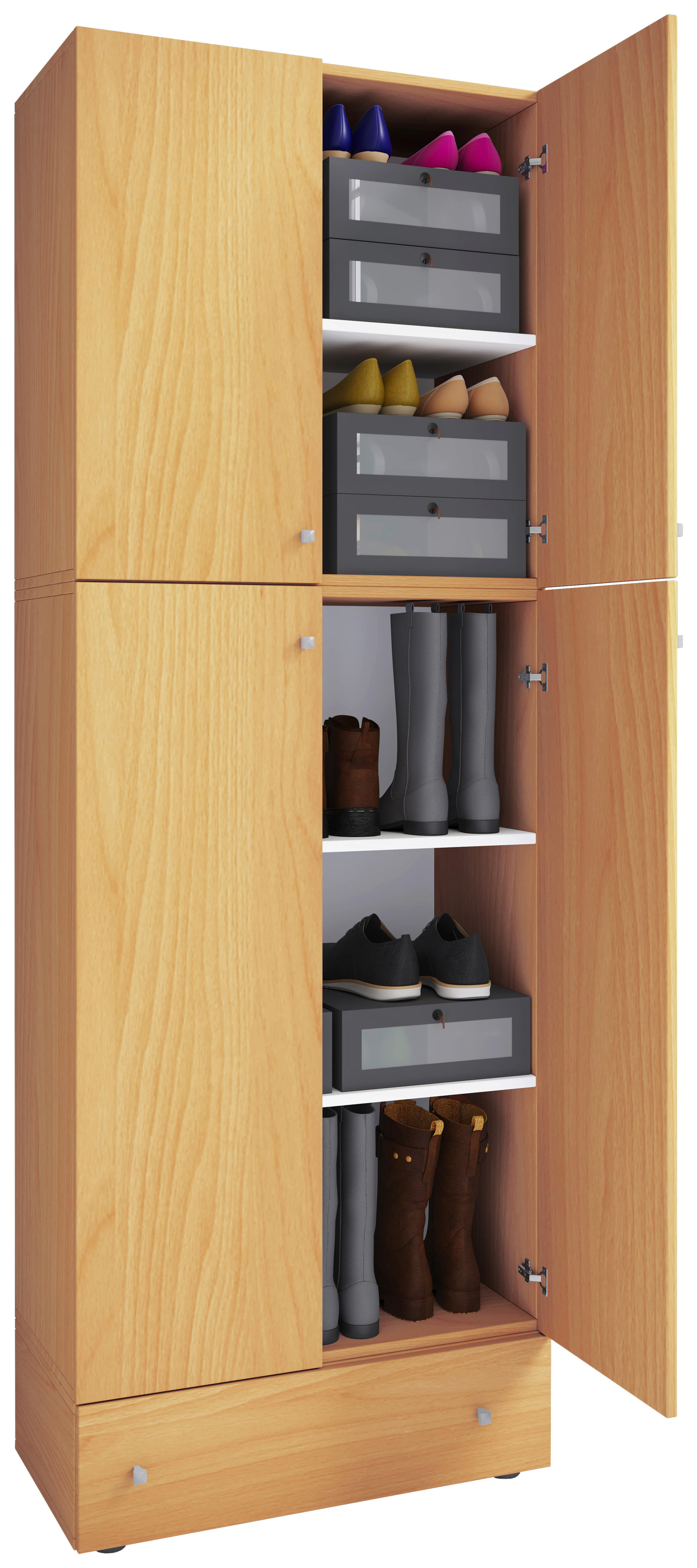 Schuhschrank Lona buche weiß Lona - weiß/buche - VCM Möbel