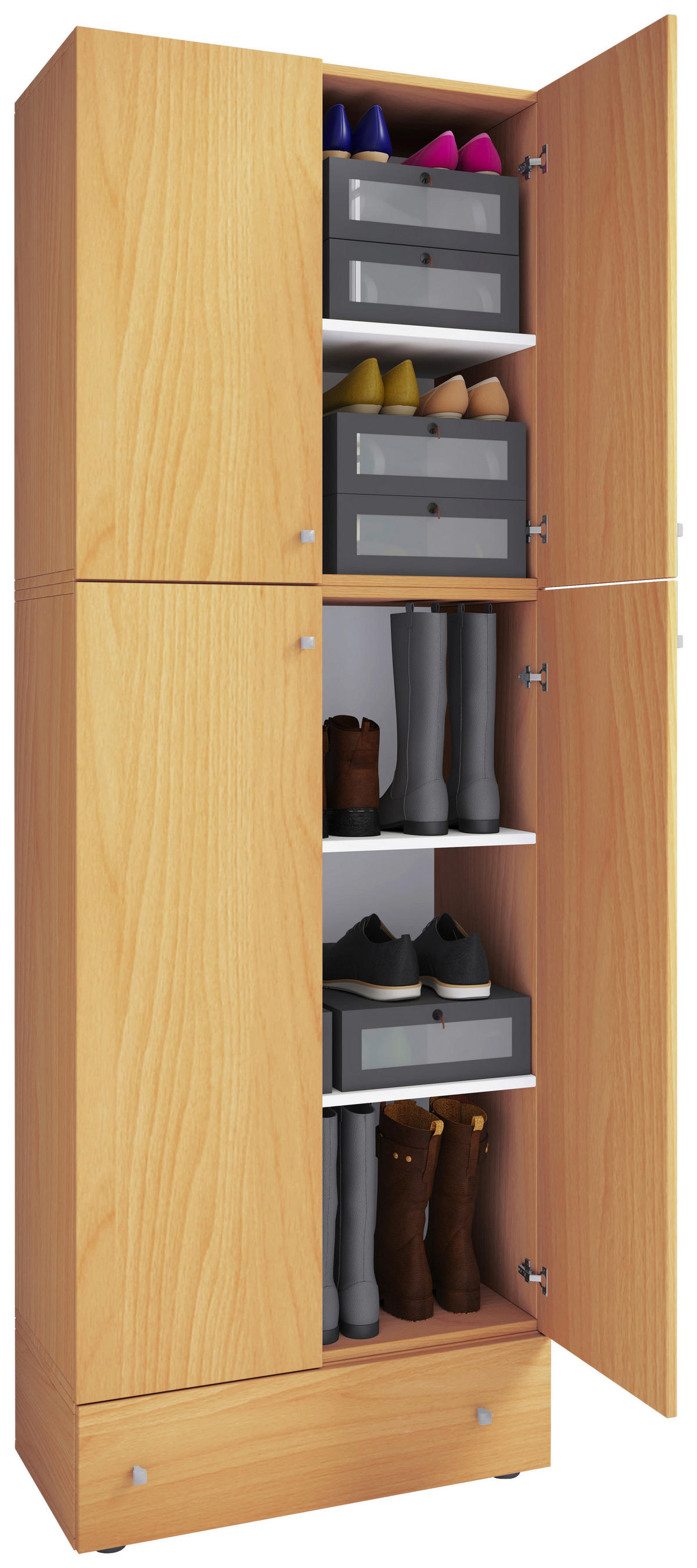 Schuhschrank Lona buche weiß Lona - weiß/buche - VCM Möbel