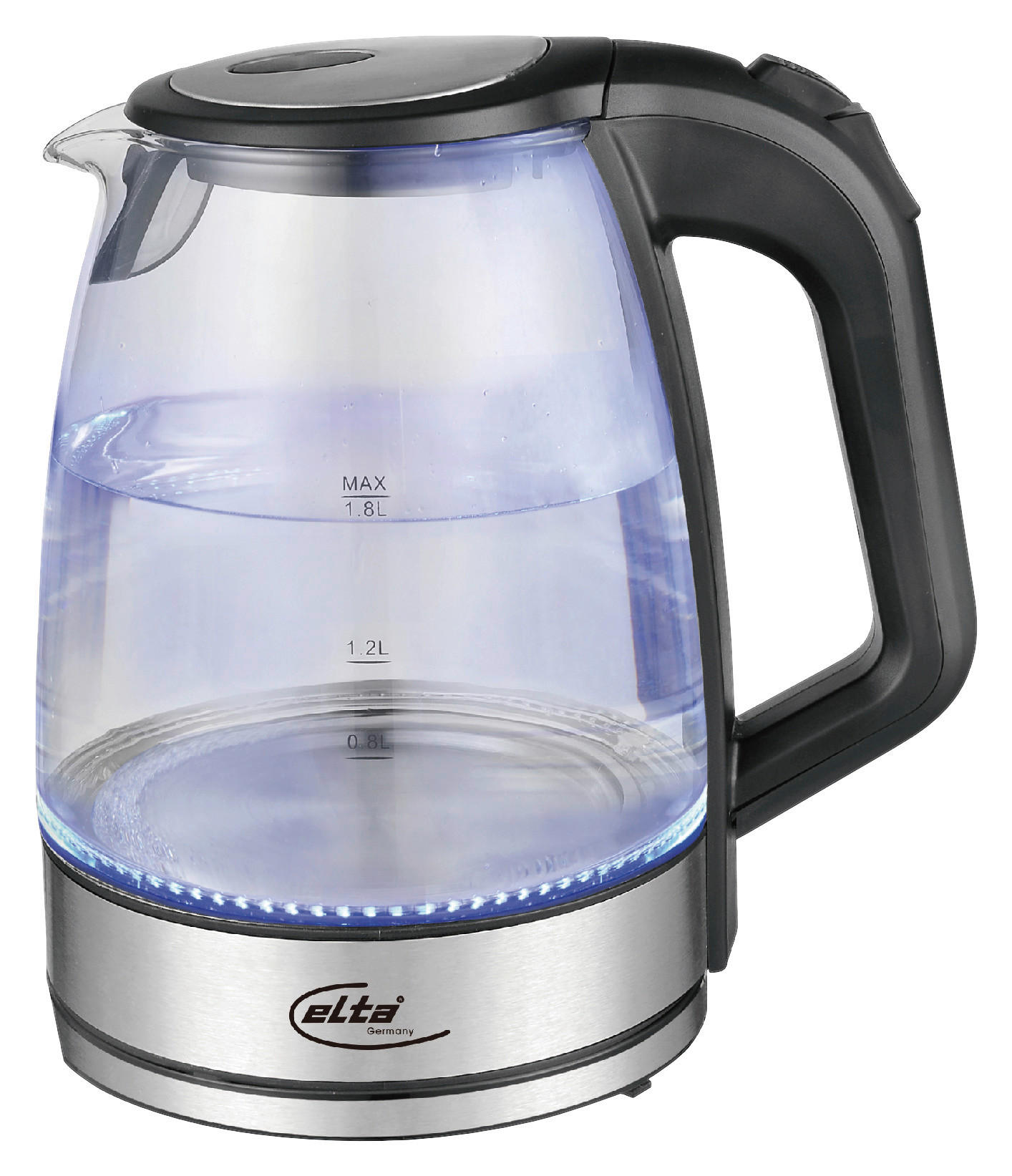 Elta Wasserkocher WK-2200.1 Edelstahl schwarz Glas ca. 1,8 l Wasserkocher - schwarz/Edelstahl (1,80l) - Elta