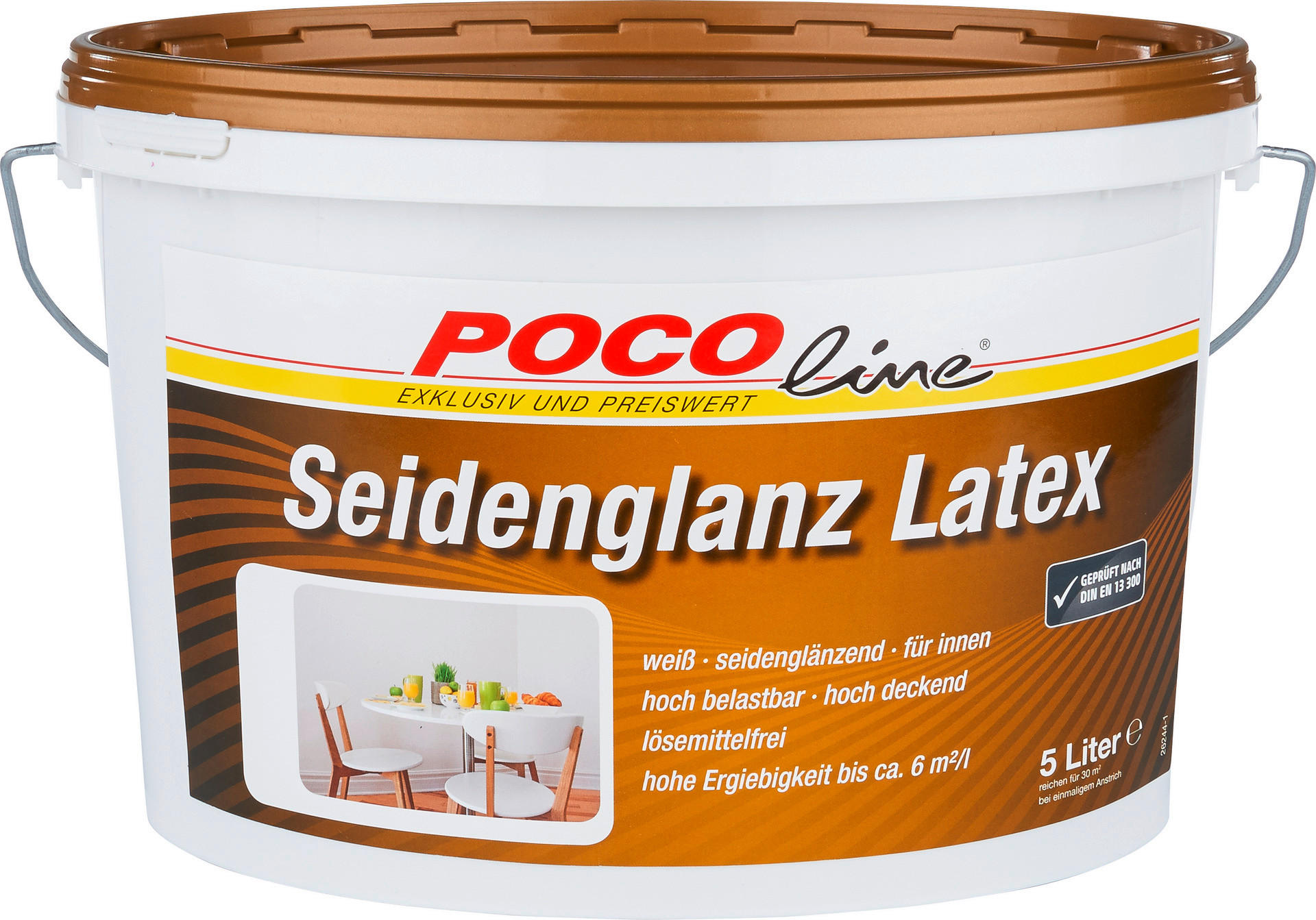 POCOline Latexfarbe weiß ca. 5 l Latexfarbe_Seidenglanz 5l - weiß (5,00l) - POCOline