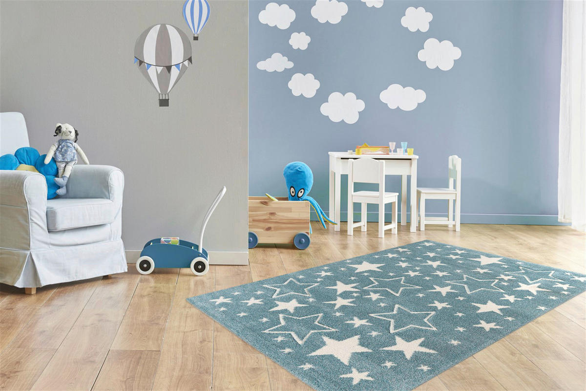 Kayoom Kurzflorteppich Australia - Tamworth blau B/H/L: ca. 80x1,6x150 cm Australia - Tamworth - blau (150,00/80,00/1,60cm) - Kayoom