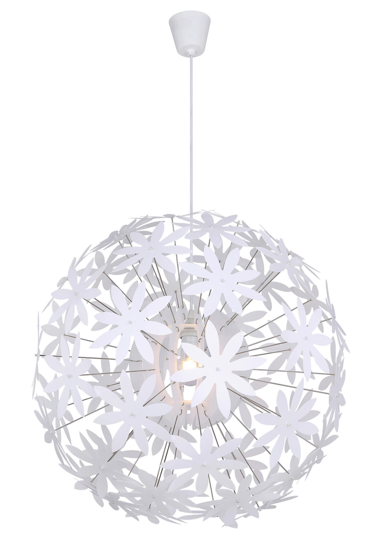 GLOBO Pendelleuchte 15024 weiß Kunststoff H/D: ca. 150x60 cm E27 1 Brennstellen Stella - weiß (60,00/150,00cm) - GLOBO
