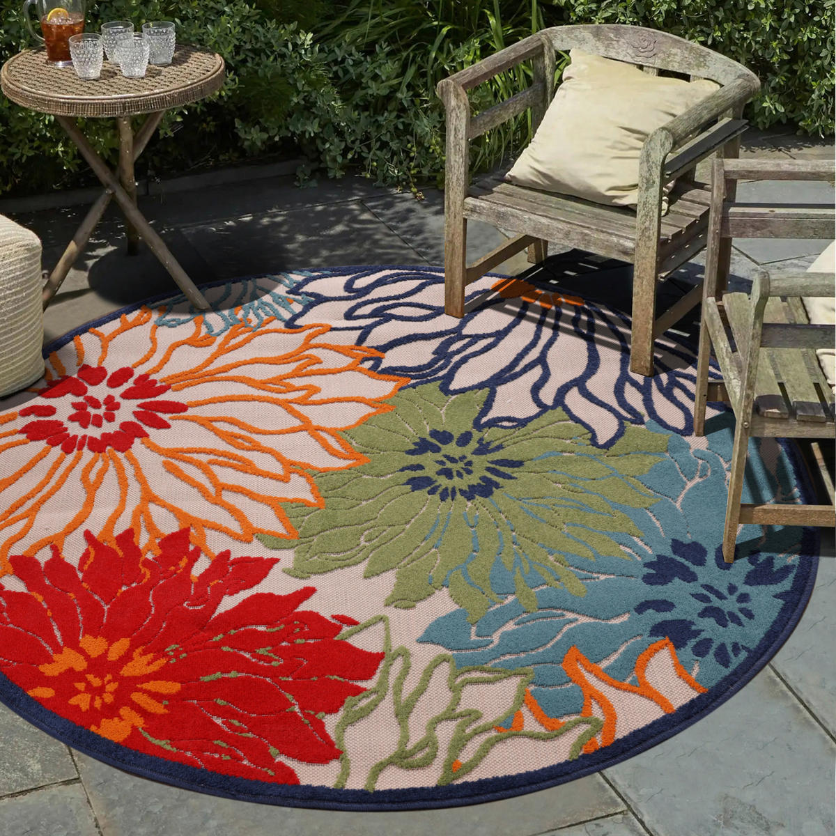 Sanat Outdoorteppich FLORAL bunt B/L: ca. 120x120 cm FLORAL - bunt (120,00/120,00cm) - Sanat