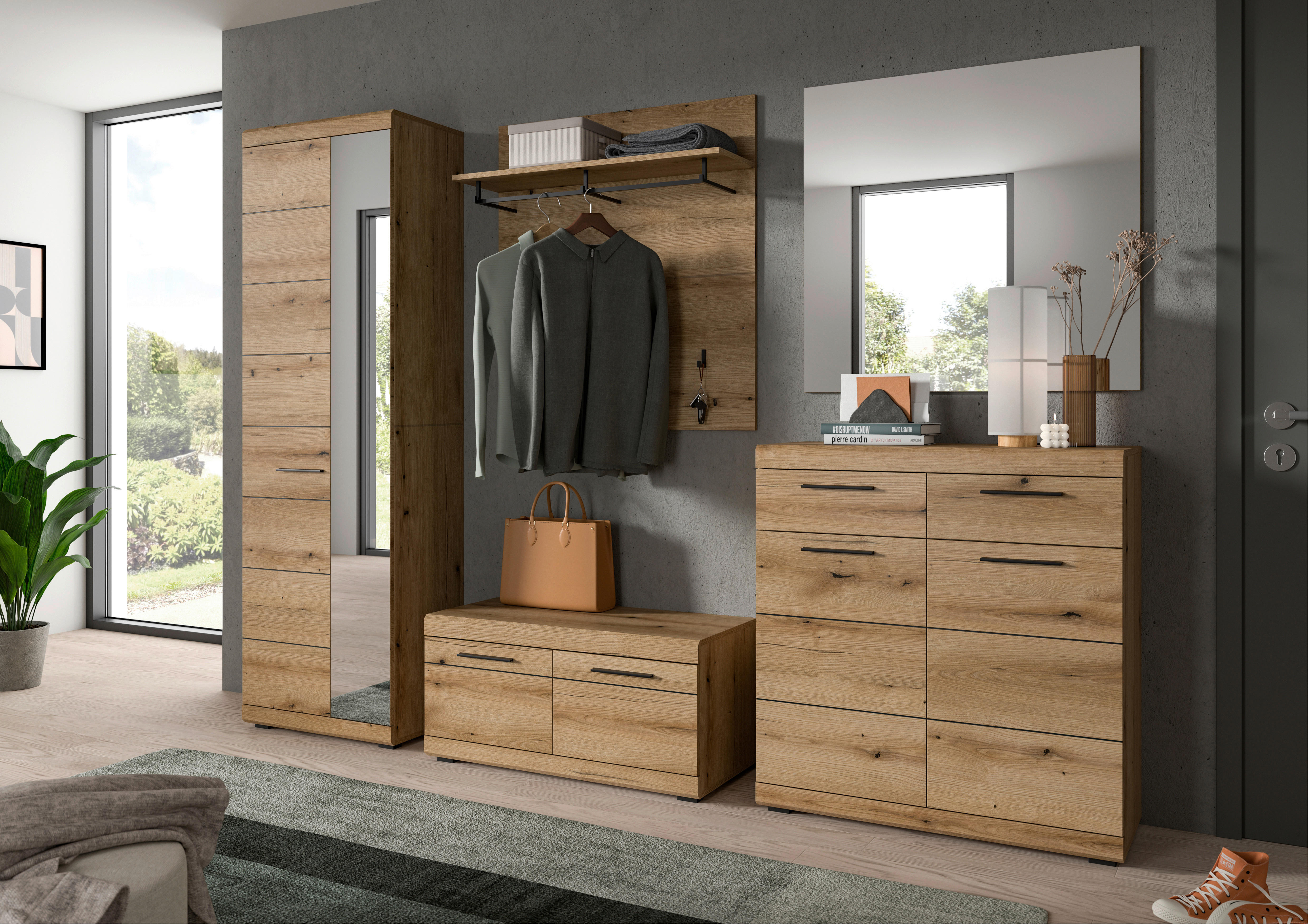 Garderobenpaneel SCOUT Evoke Oak Nachbildung B/H/T: ca. 90x98x27 cm SCOUT - (90,00/98,00/27,00cm) - xonox.home