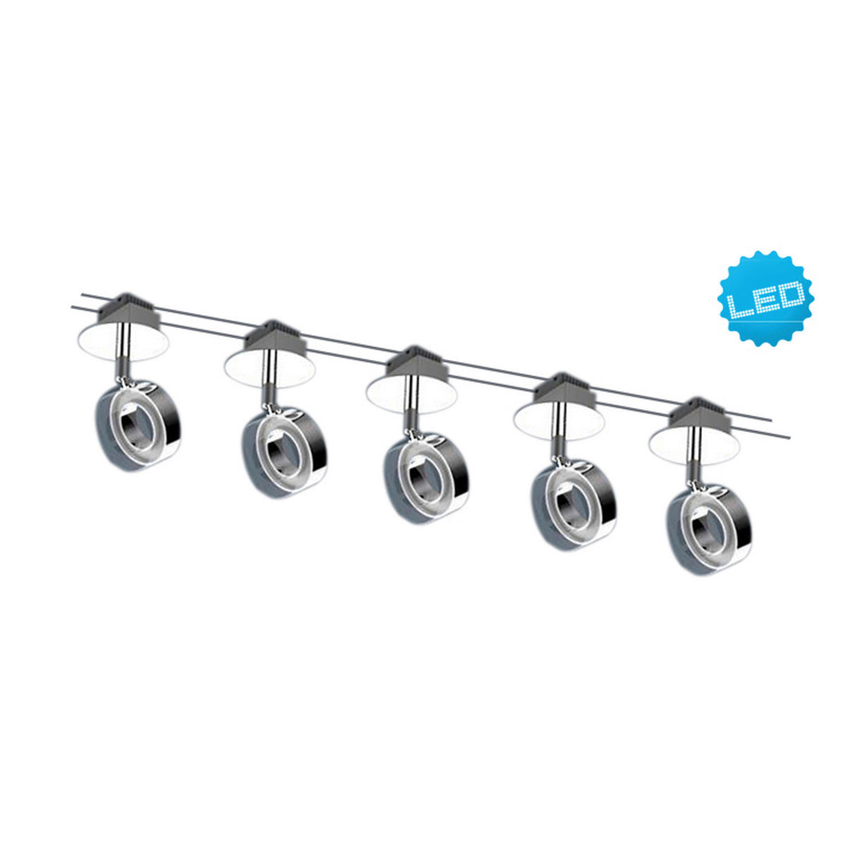 Näve Leuchten LED-Leuchten 1251042 stahlfarbig Metall Kunststoff B/H/T: ca. 6x12x50 cm 5 Brennstellen Tony - stahlfarbig (6,00/12,00/50,00cm) - Näve Leuchten
