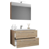 Waschplatz 3tlg-Badinos Eiche Sonoma Nachbildung B/H/T: ca. 80x50x46 cm 3tlg-Badinos - Eiche (80,00/50,00/46,00cm) - VCM Möbel