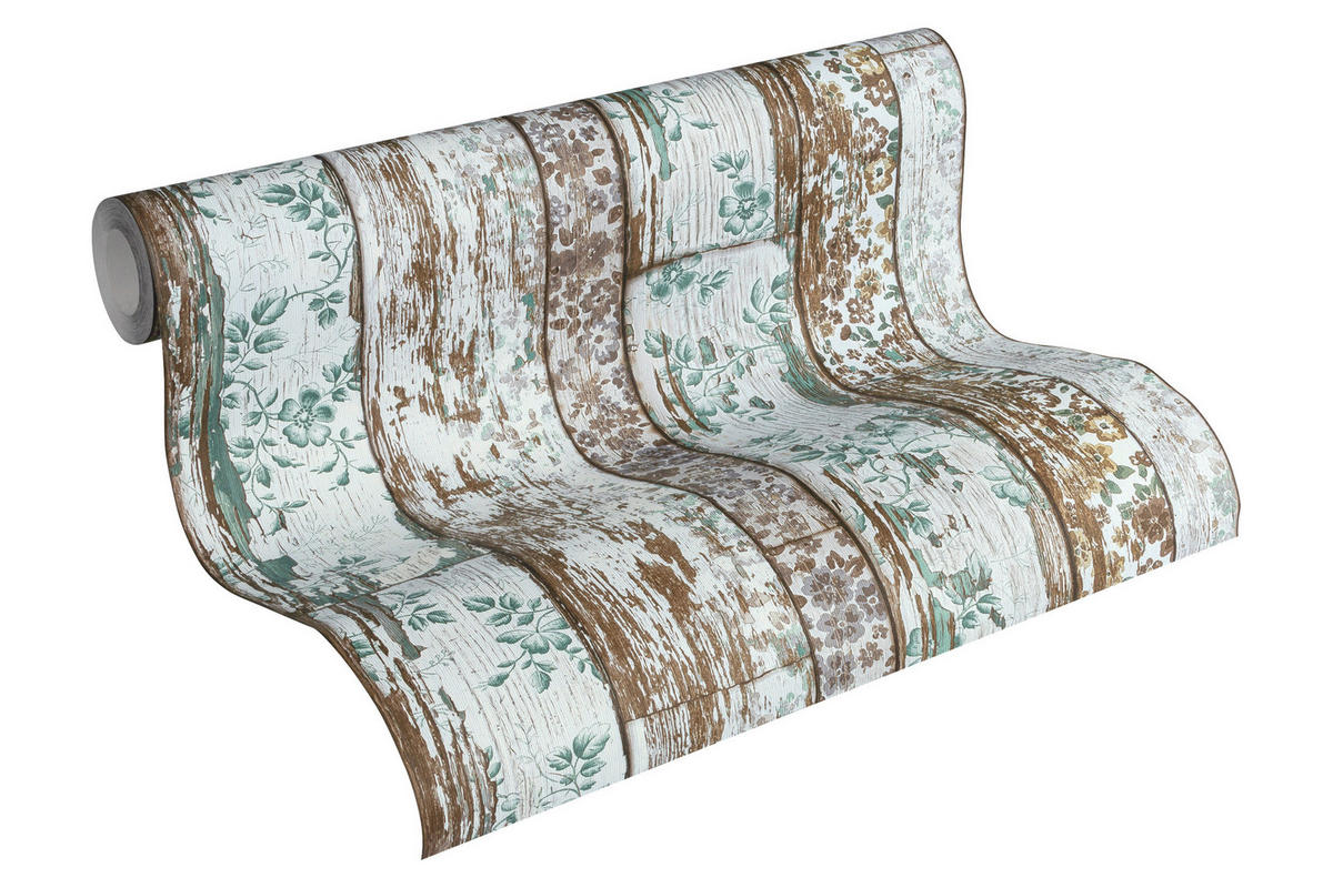 Vliestapete Holzoptik hellblau braun B/L: ca. 53x1005 cm Vliestapete_36119-3_Neue_Bude - hellblau/braun (53,00/1005,00cm)