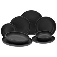CreaTable Tafelservice Uno Black schwarz Steinzeug 8 tlg. Uno Black - schwarz - CreaTable