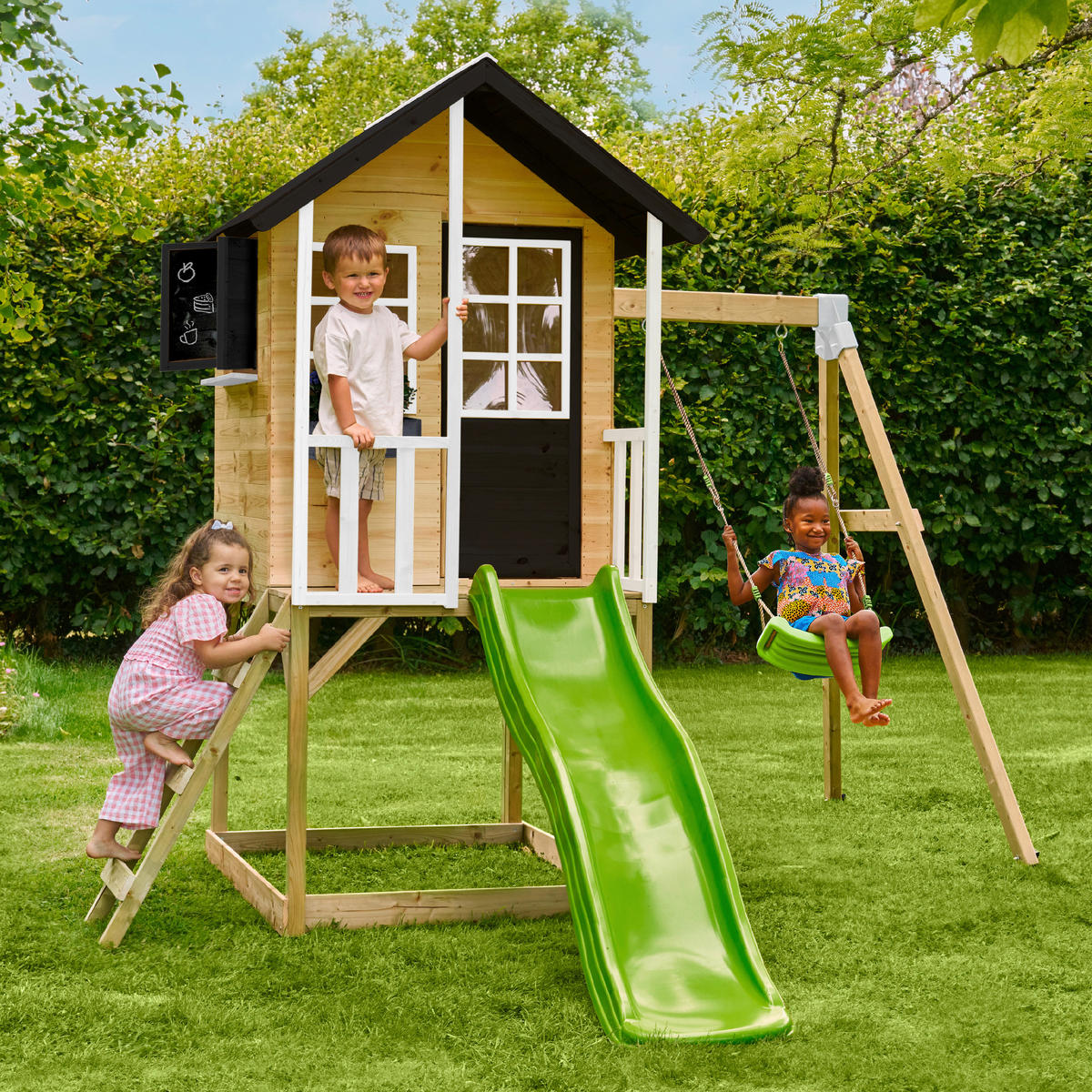 Zwerkules Spielhaus Holli weiß B/H/L: ca. 280x224x352 cm Holli - weiß/natur (352,00/280,00/224,00cm) - Zwerkules