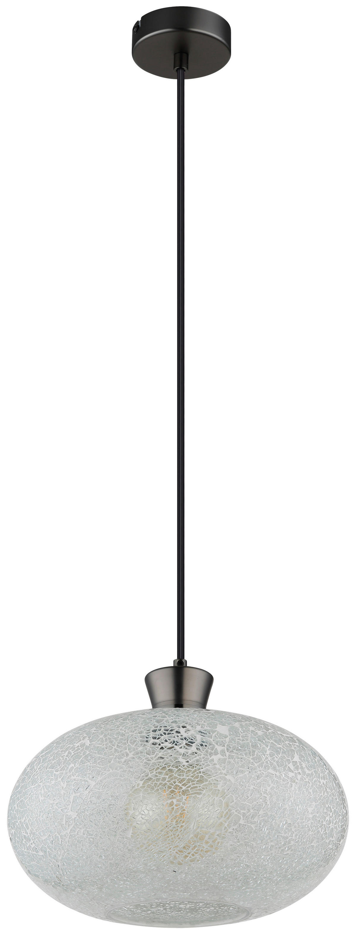 GLOBO Hängeleuchte Chrom schwarz Metall Glas B/H/L: ca. 19x33x33 cm E27 1 Brennstellen Hängeleuchte-Brokana - schwarz/Chrom (33,00/19,00/33,00cm) - GLOBO