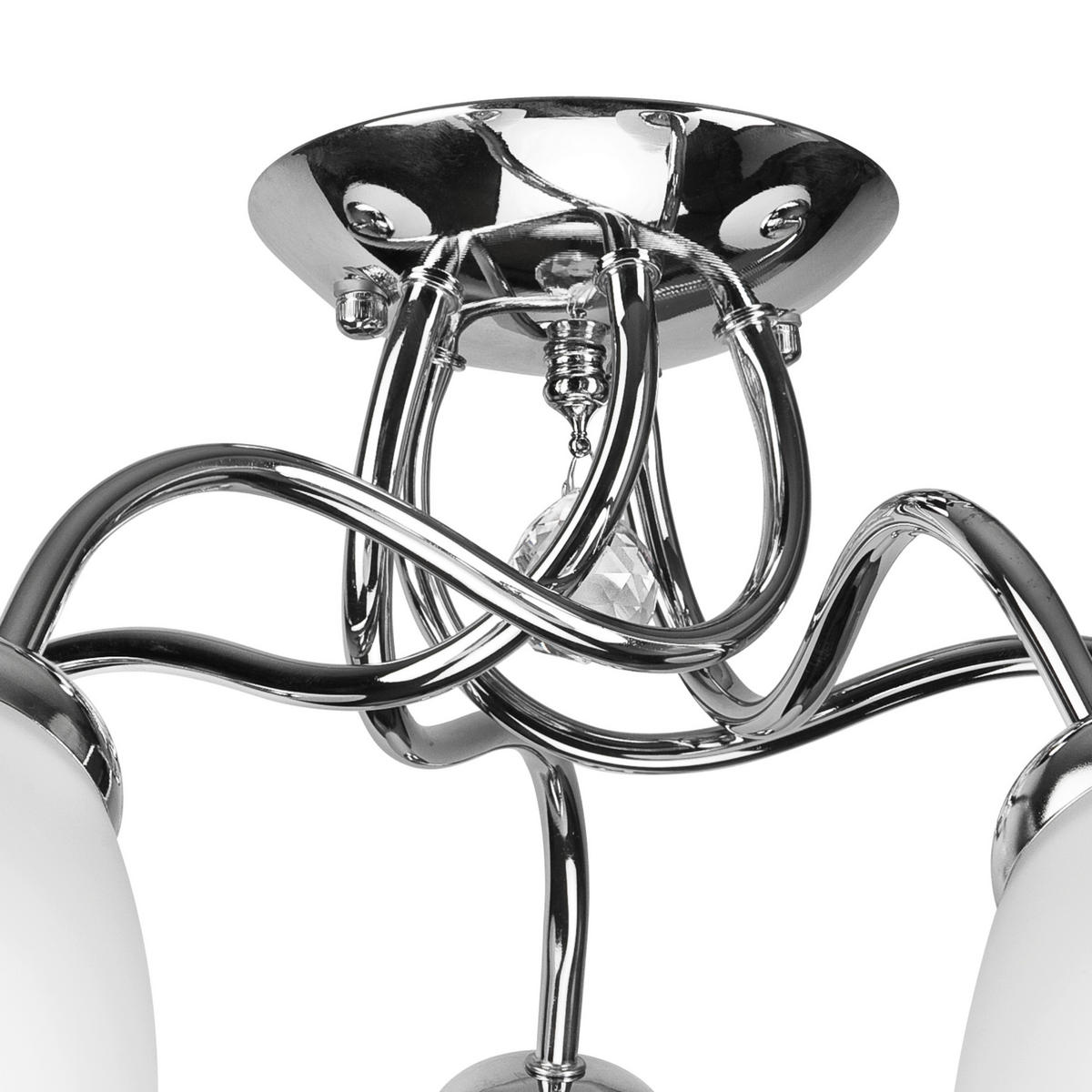 Lamkur Deckenleuchte MIRANDA 43609 Chrom Glas Metall H/L: ca. 31x60 cm E27 5 Brennstellen Miranda - Chrom (60,00cm) - Lamkur