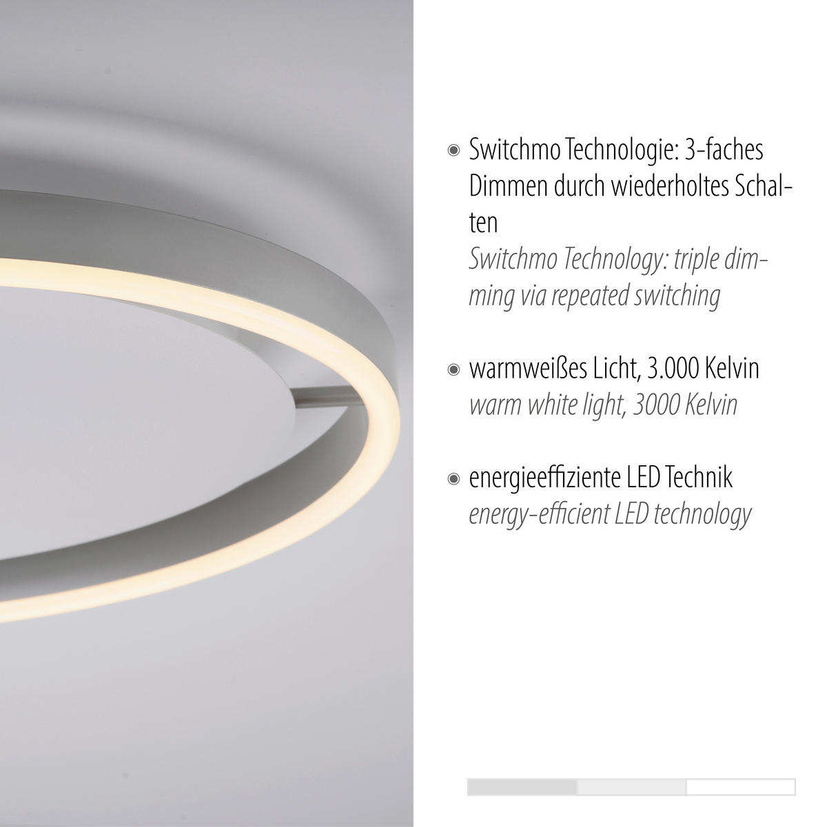 Just Light LED-Deckenleuchte RITUS 15391-95 weiß Alu Metall H/D: ca. 5,3x39,3 cm 1 Brennstellen RITUS - weiß/Alu (39,30/5,30cm) - Just Light