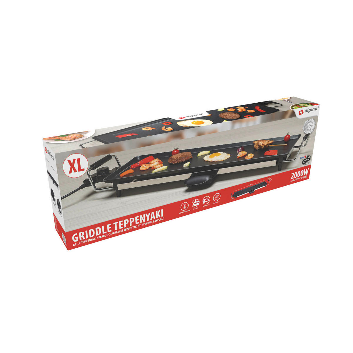 Alpina Elektro-Tischgrill schwarz Metall B/L: ca. 70x23 cm Grillplatte-Teppanyaki - schwarz (70,00/23,00cm) - Alpina