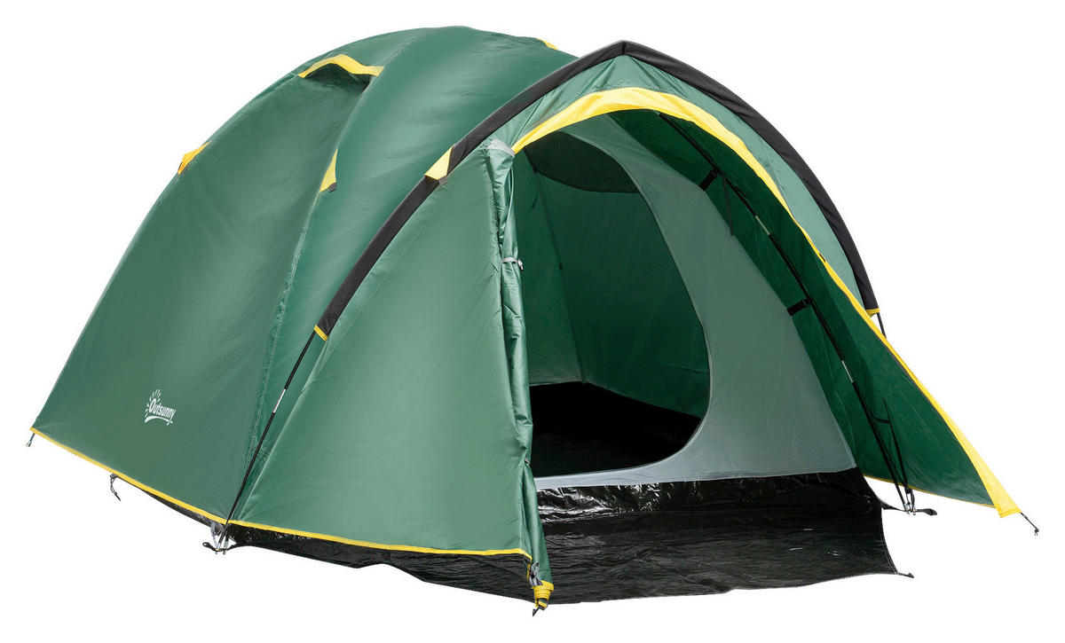 Outsunny Zelt grün Edelstahl B/H/L: ca. 183x325x130 cm Kuppelzelt - gelb/grün (130,00/183,00/325,00cm) - Outsunny