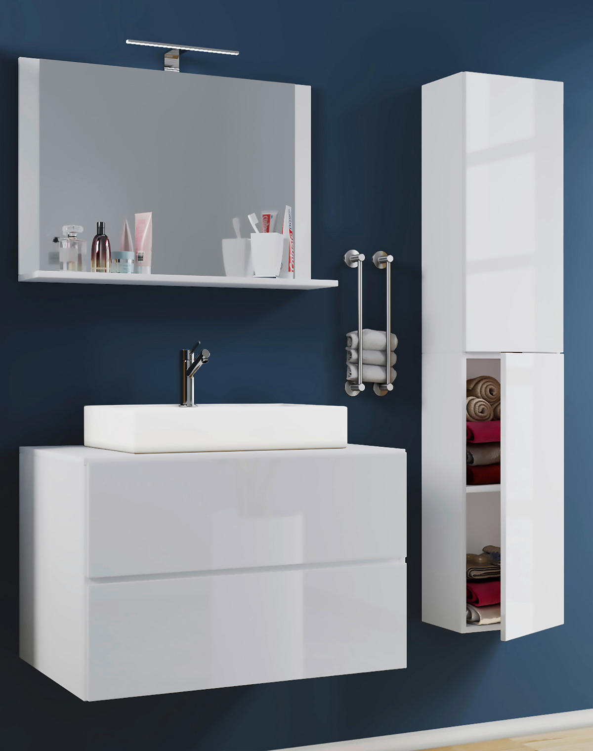 Waschplatz 4tlg-Lendas weiß weiß B/H/T: ca. 80x52x52 cm 4tlg-Lendas - weiß (80,00/52,00/52,00cm) - VCM Möbel