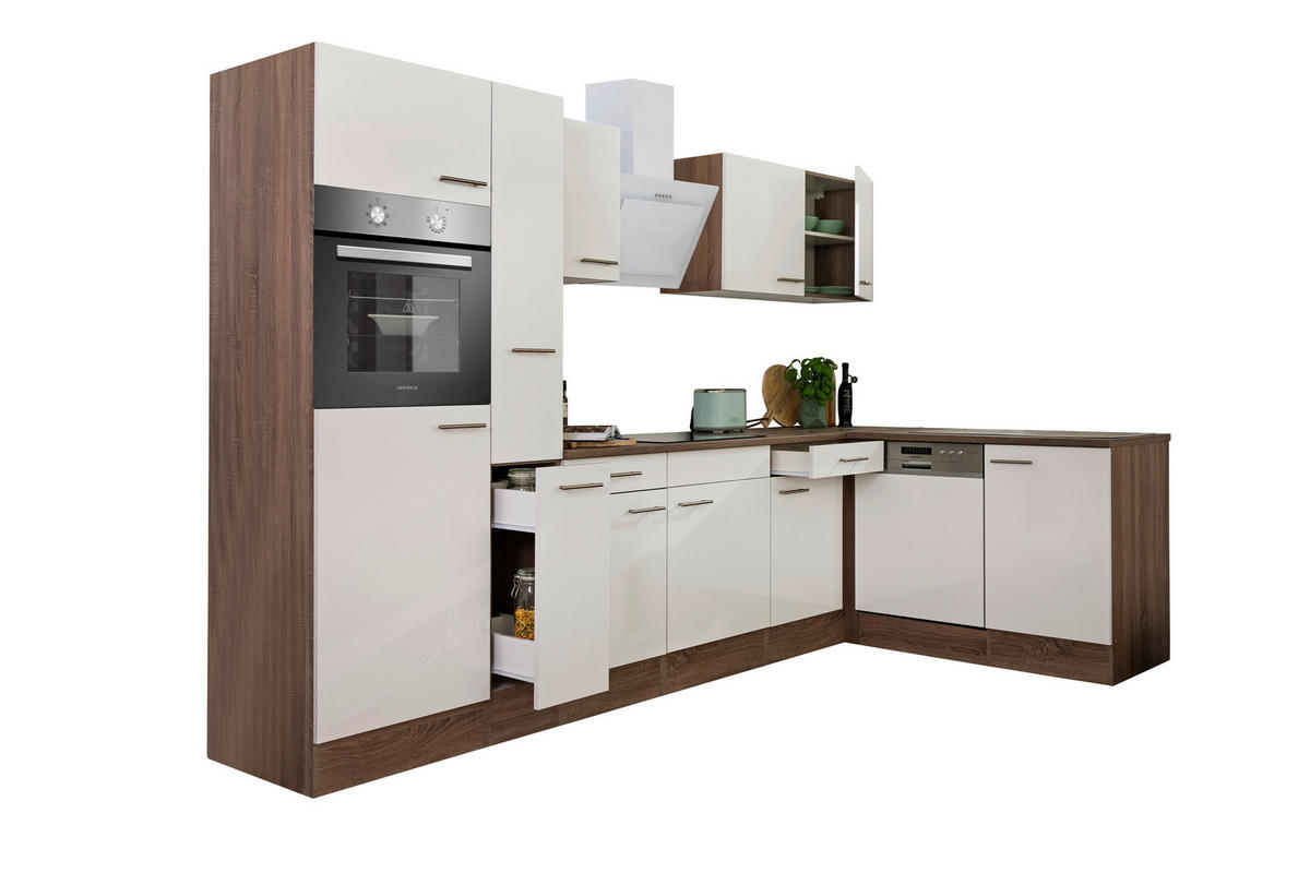 Respekta Winkelküche KBL310EYWS weiß B/H/T: ca. 310x205x172 cm KBL310EYWS - Eiche/weiß (310,00/205,00/172,00cm) - Respekta