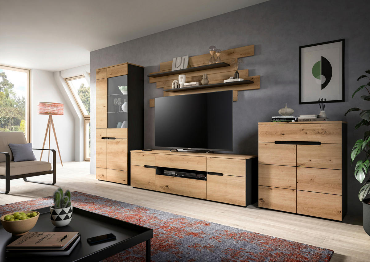 TV-Lowboard Canu basaltgrau Nachbildung Artisan Oak Nachbildung B/H/T: ca. 55x184x44 cm Canu - basaltgrau (55,00/184,00/44,00cm) - xonox.home