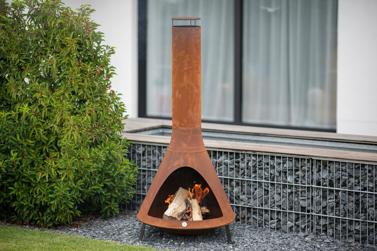 Westmann Gartenkamin mit Grill rost Stahl H/D: ca. 160x70 cm Grill Gartenkamin - rost (70,00/160,00cm) - Westmann