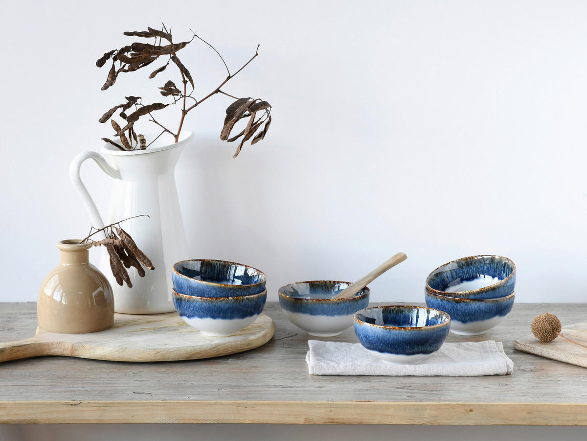 CreaTable Dipschalen-Set Cascade blau Steinzeug Cascade - blau - CreaTable