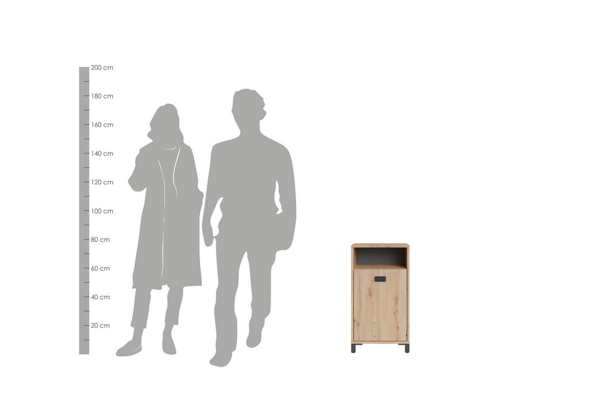 Schrank WELLNESS Eiche Artisan Nachbildung anthrazit schwarz schwarz B/H/T: ca. 42x77,5x31 cm WELLNESS - Eiche/schwarz (42,00/77,50/31,00cm) - byLIVING