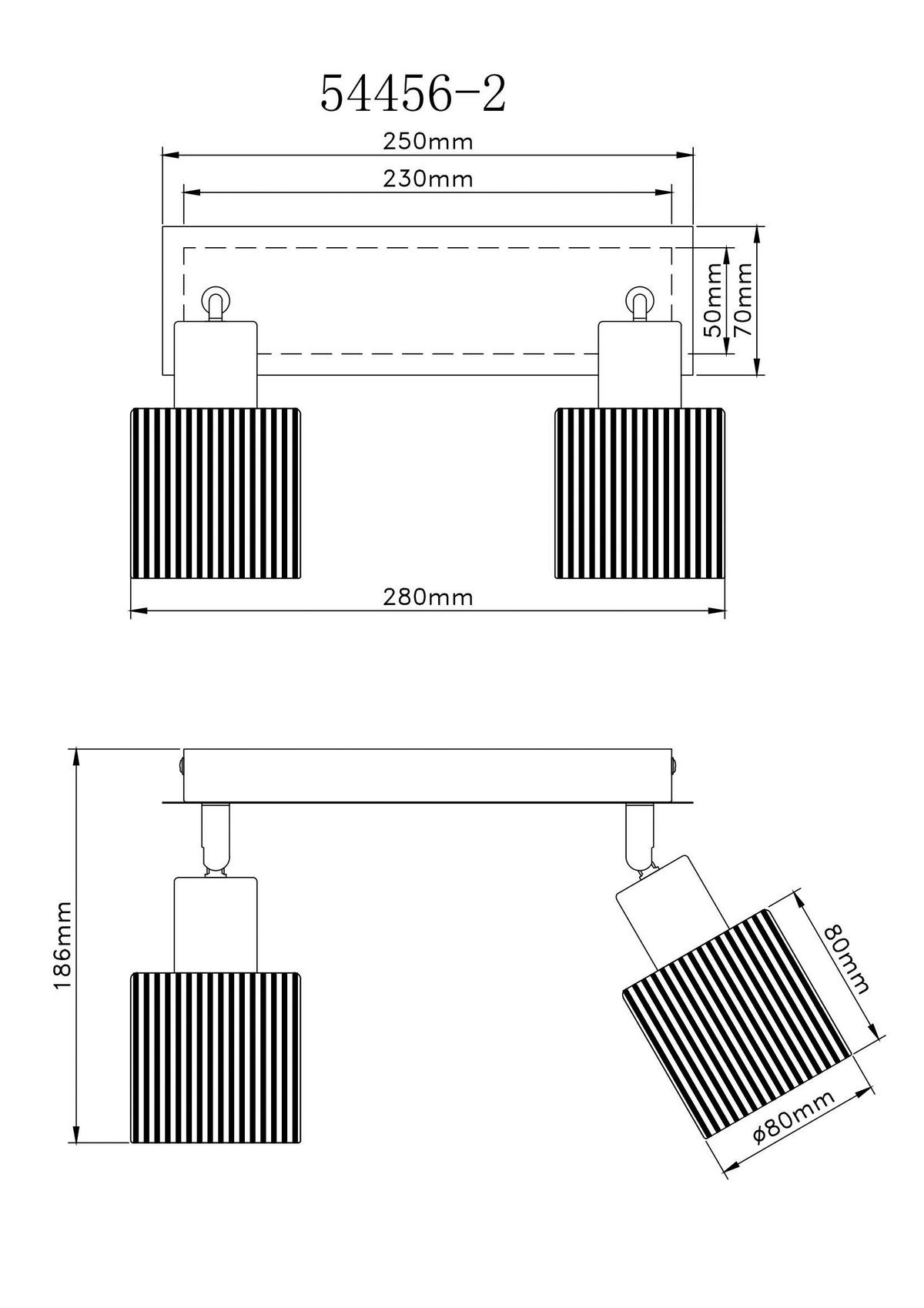 GLOBO Strahler schwarz Chrom Metall Glas B/H/L: ca. 10x30x13 cm E14 2 Brennstellen Strahler-Villegas - schwarz/Chrom (13,00/10,00/30,00cm) - GLOBO