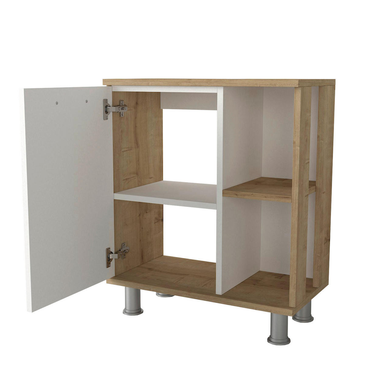 Waschbeckenunterschrank Golda weiß natur Nachbildung B/H/T: ca. 60x71,8x31,6 cm Golda - weiß/natur (60,00/71,80/31,60cm) - moebel17