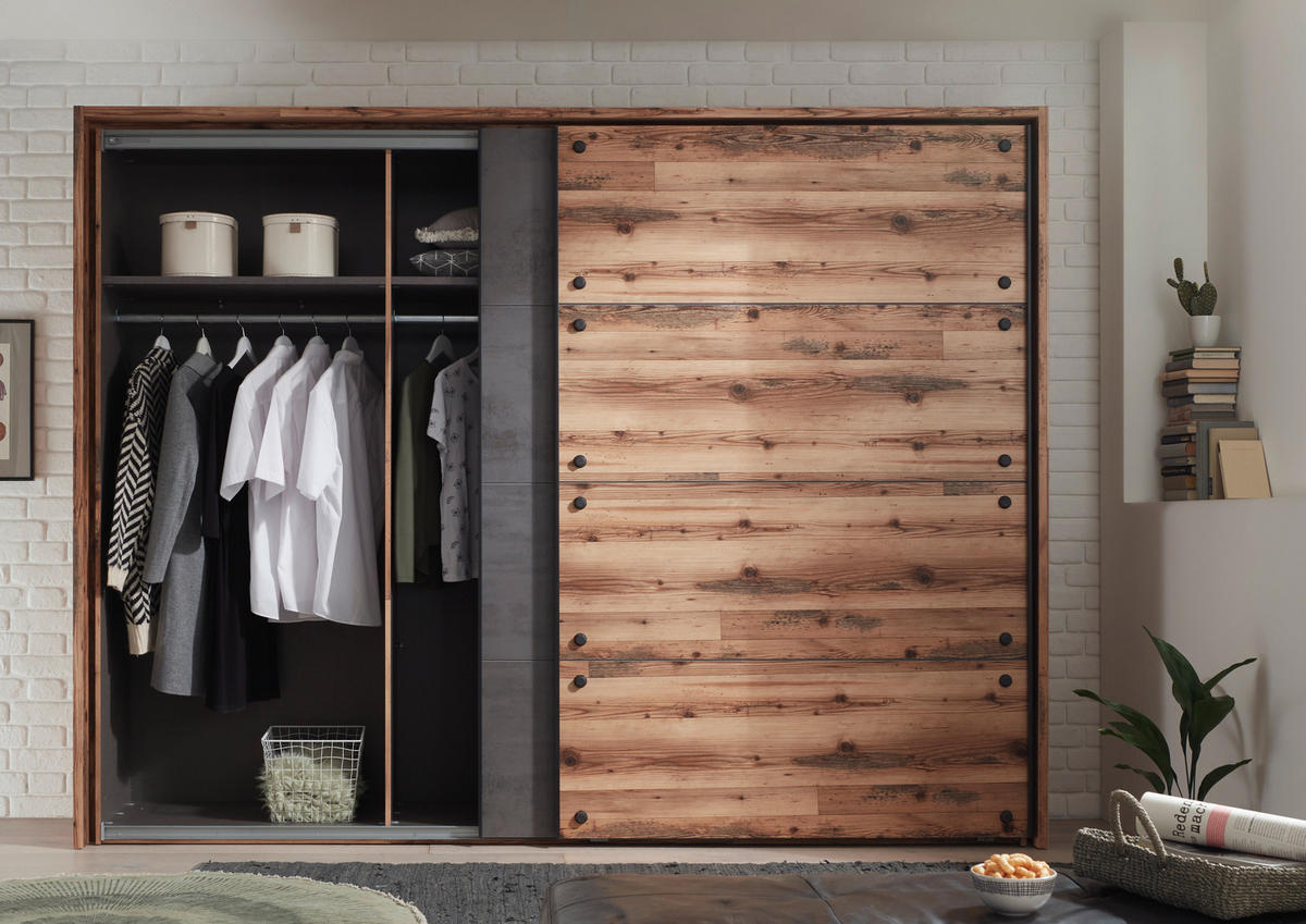 Schwebetürenschrank Dover Alpin Lodge Nachbildung Betonoxid Optik B/H/T: ca. 270x210x60 cm Dover - Alpin Lodge (270,00/210,00/60,00cm)