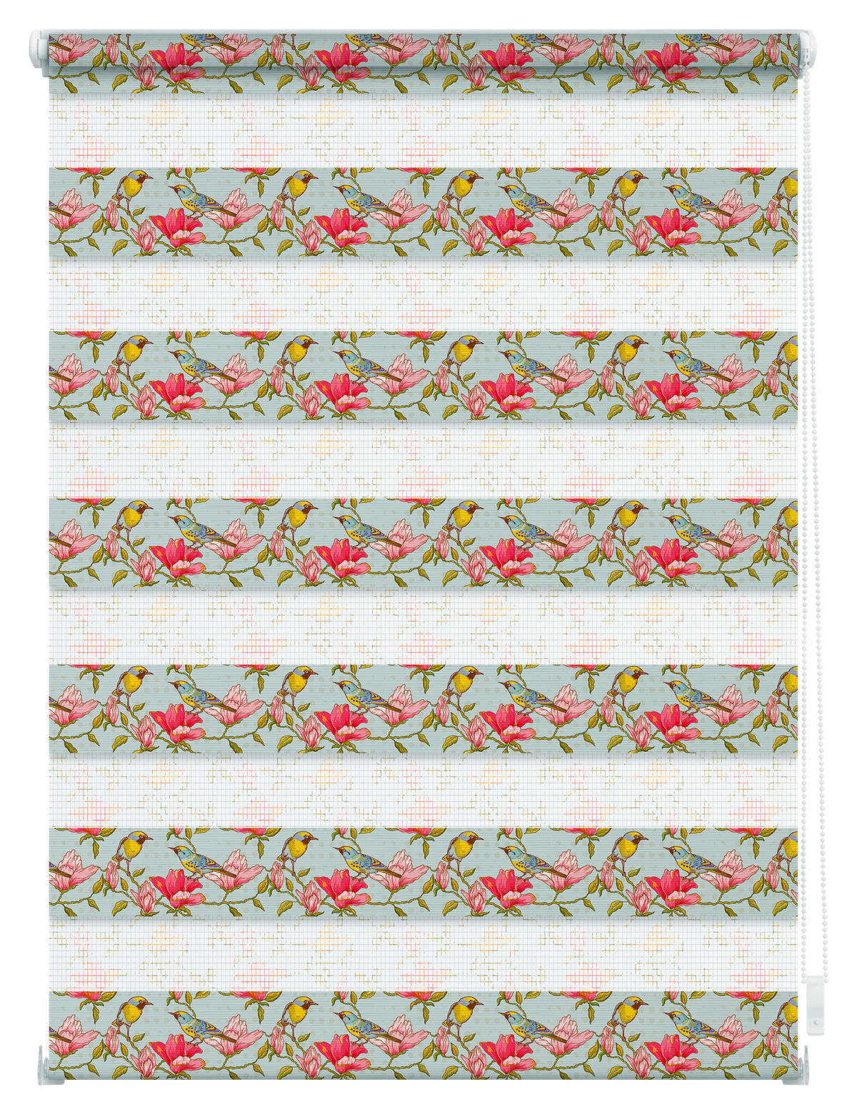Doppelrollo Duo Birds grün B/L: ca. 70x150 cm Duo Birds - pink/grün (70,00/150,00cm) - LICHTBLICK
