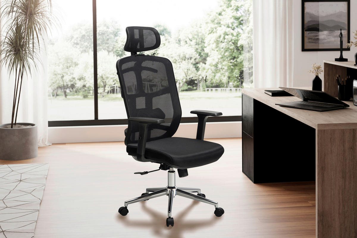 Drehstuhl schwarz Bürostuhl - schwarz (68,00/130,00/68,00cm) - Amstyle