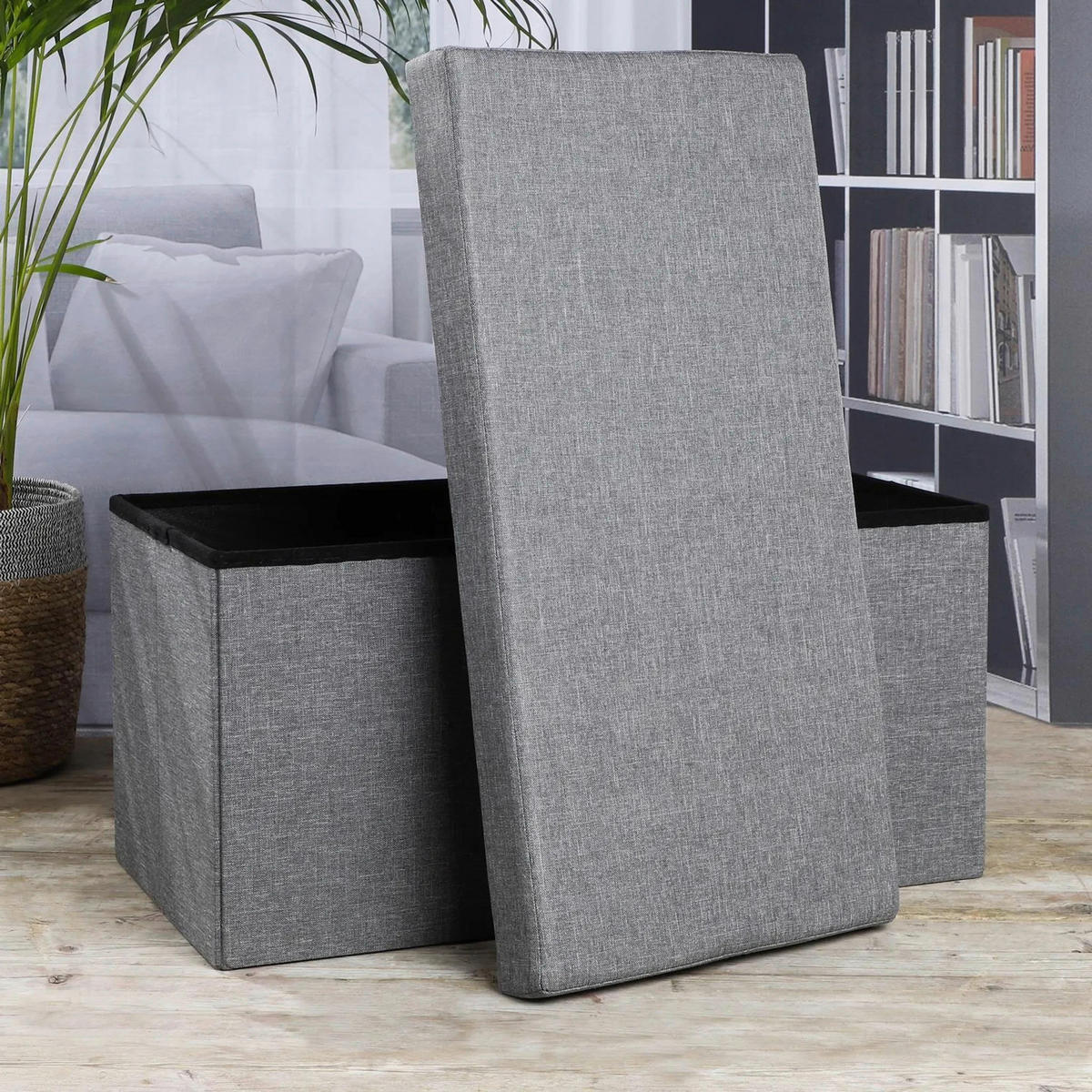 HI Sitzbank mit Aufbewahrungsfunktion grau B/H/L: ca. 38x38x76 cm Sitzbank_mit_Aufbewahrungsfunktion - grau (76,00/38,00/38,00cm) - HI