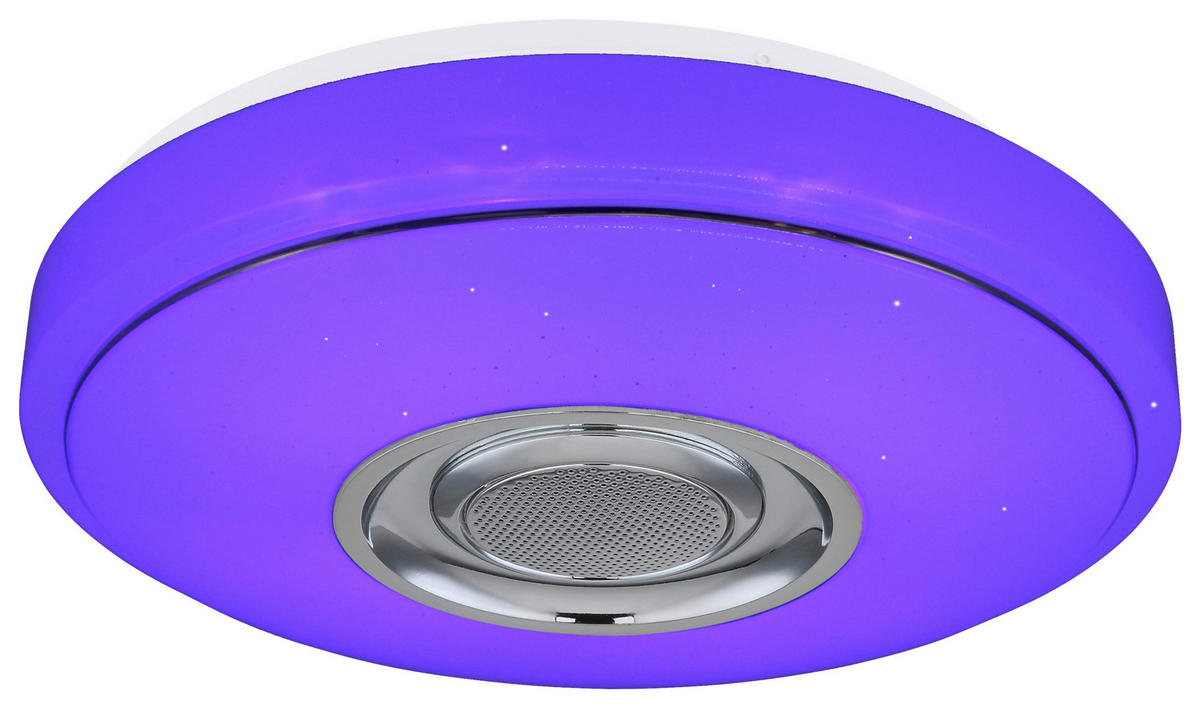 POCOline Deckenleuchte Sound weiß Chrom Kunststoff Metall H/D: ca. 8x34 cm Sound - weiß/Chrom (34,00/8,00cm) - POCOline
