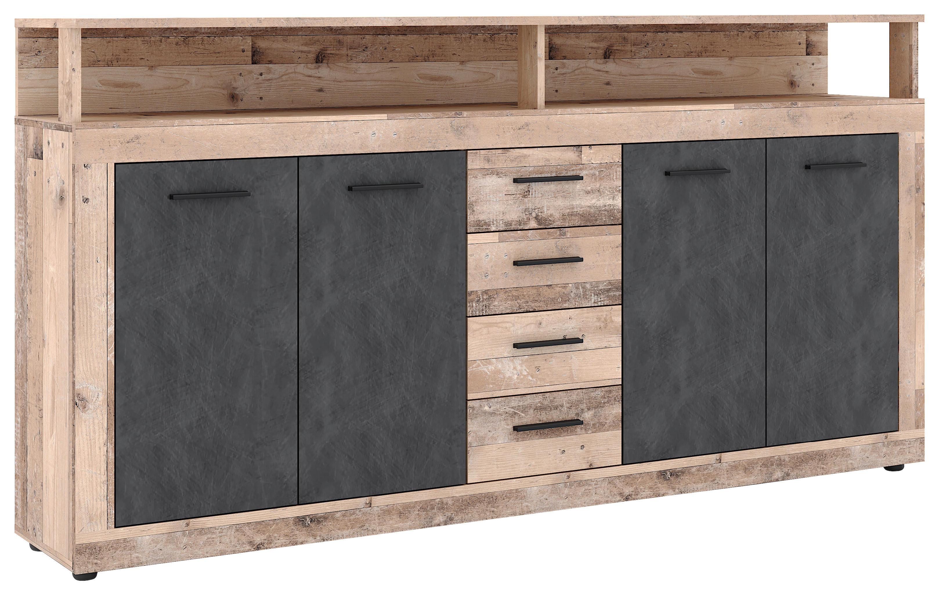 Kommode LUNA XXL Eiche Old Wood hell Nachbildung Eiche Matera Nachbildung B/H/T: ca. 190x95,9x31,9 cm LUNA XXL - Eiche (190,00/95,90/31,90cm) - WIPMEB