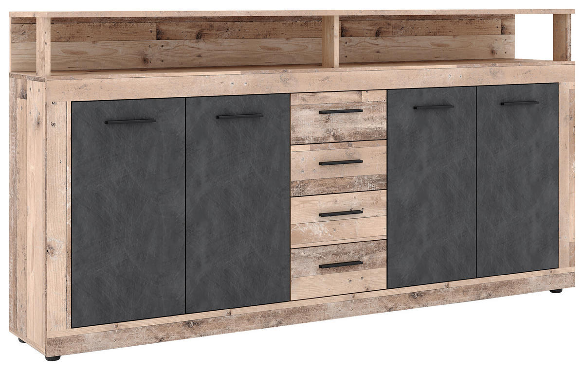 Kommode LUNA XXL Eiche Old Wood hell Nachbildung Eiche Matera Nachbildung B/H/T: ca. 190x95,9x31,9 cm LUNA XXL - Eiche (190,00/95,90/31,90cm) - WIPMEB