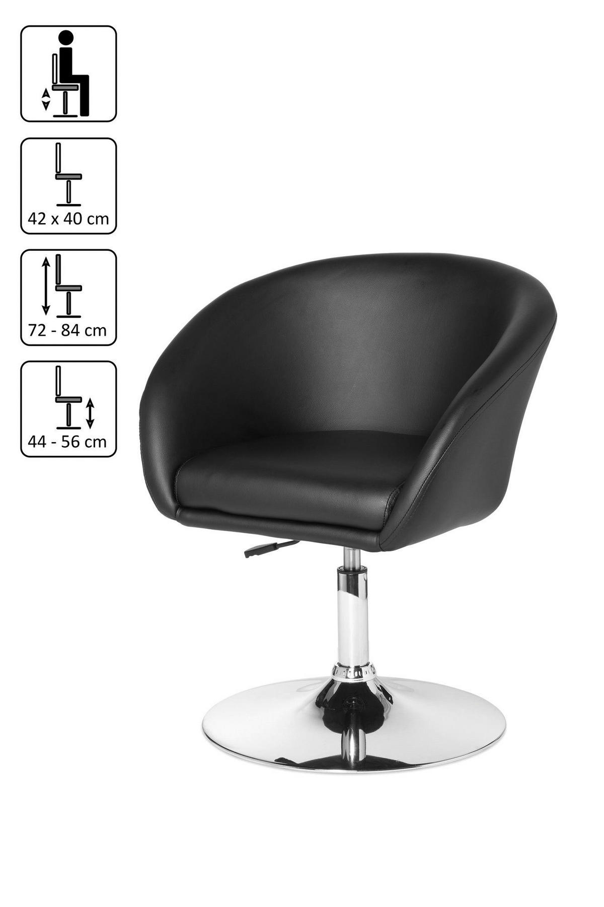 Drehstuhl schwarz Kunstleder Metall Drehsessel - schwarz (62,00/72,00/55,00cm) - Amstyle