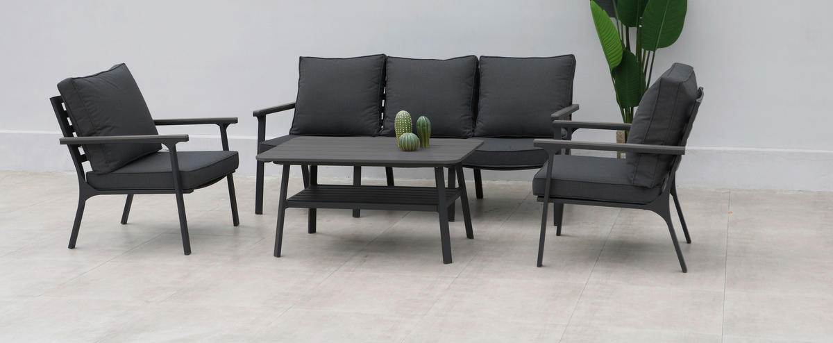 Acamp Loungeset Samos anthrazit Aluminium B/H/L: ca. 81x81x180 cm Samos - anthrazit (180,00/81,00/81,00cm) - Acamp