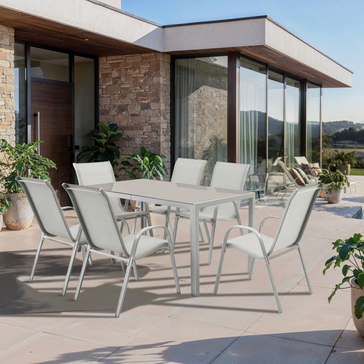 POCOline Gartensitzgruppe Tomar hellgrau Stahl Tomar - hellgrau - POCOline