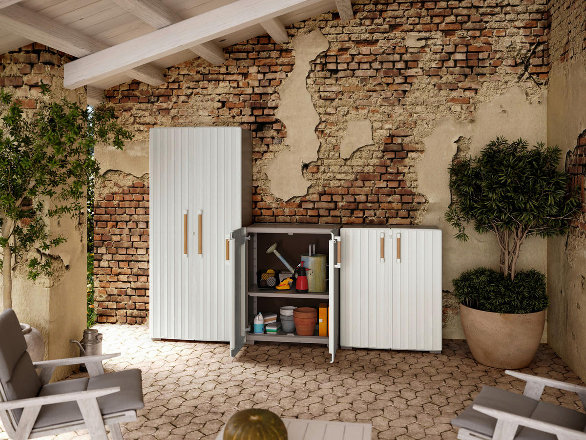 Keter Kunststoffschrank Groove beige Kunststoff B/H/T: ca. 80x98x45 cm Groove - beige (80,00/98,00/45,00cm) - Keter
