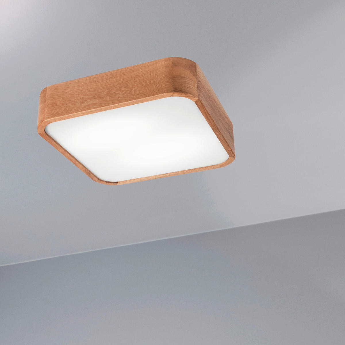 Lamkur Deckenleuchte GASPAR 48871 Eiche Holz Glas Eiche H/L: ca. 8x35 cm E27 2 Brennstellen Gaspar - Eiche (35,00cm) - Lamkur