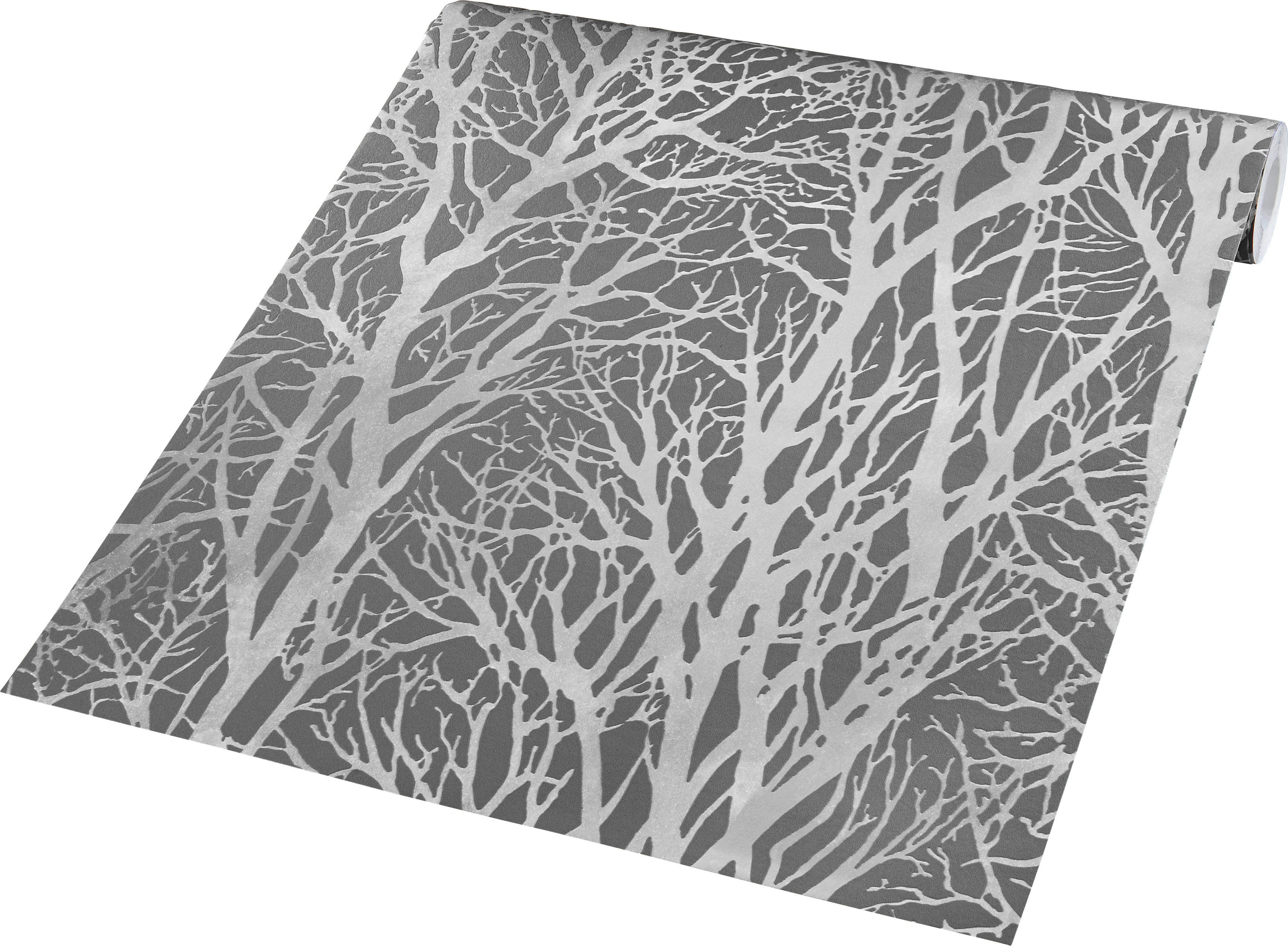Vliestapete B/L: ca. 53x1005 cm Tapete 30094-3 Äste silber/grau - (53,00/1005,00cm)