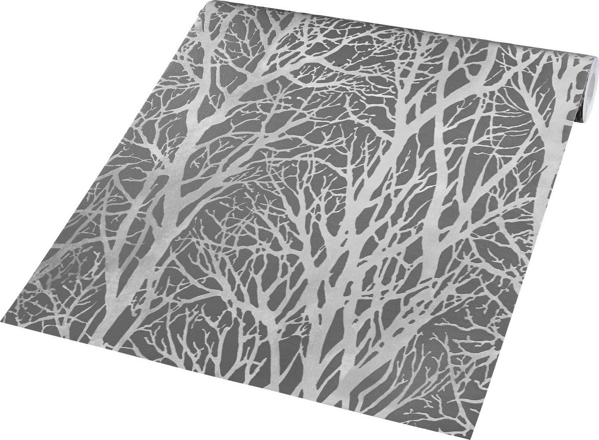 Vliestapete B/L: ca. 53x1005 cm Tapete 30094-3 Äste silber/grau - (53,00/1005,00cm)