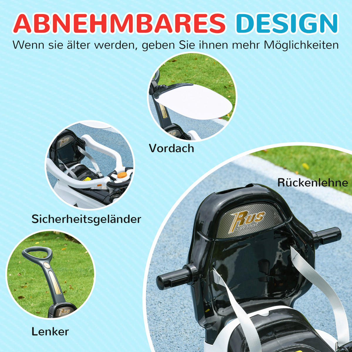 AIYAPLAY Baby-Schiebeauto weiß B/H/L: ca. 39x90x96 cm Baby-Schiebeauto - weiß/schwarz (96,00/39,00/90,00cm) - AIYAPLAY