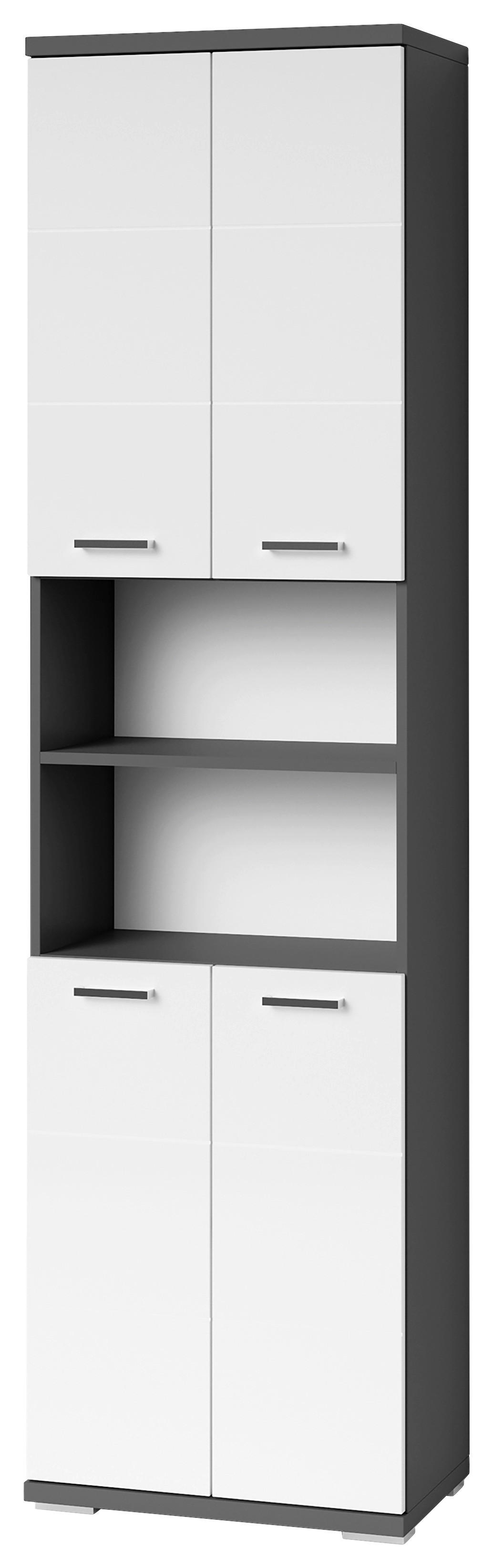 Hochschrank NEBRASKA anthrazit weiß Hochglanz B/H/T: ca. 50x192x31,5 cm NEBRASKA - weiß/anthrazit (50,00/192,00/31,50cm) - byLIVING