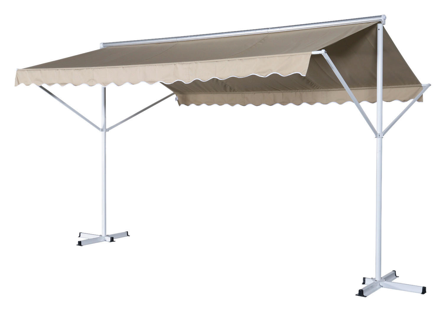 Outsunny Standmarkise creme Polyester-Mischgewebe B/H/L: ca. 294x250x295 cm Standmarkise_mit_Kurbel - creme (295,00/294,00/250,00cm) - Outsunny