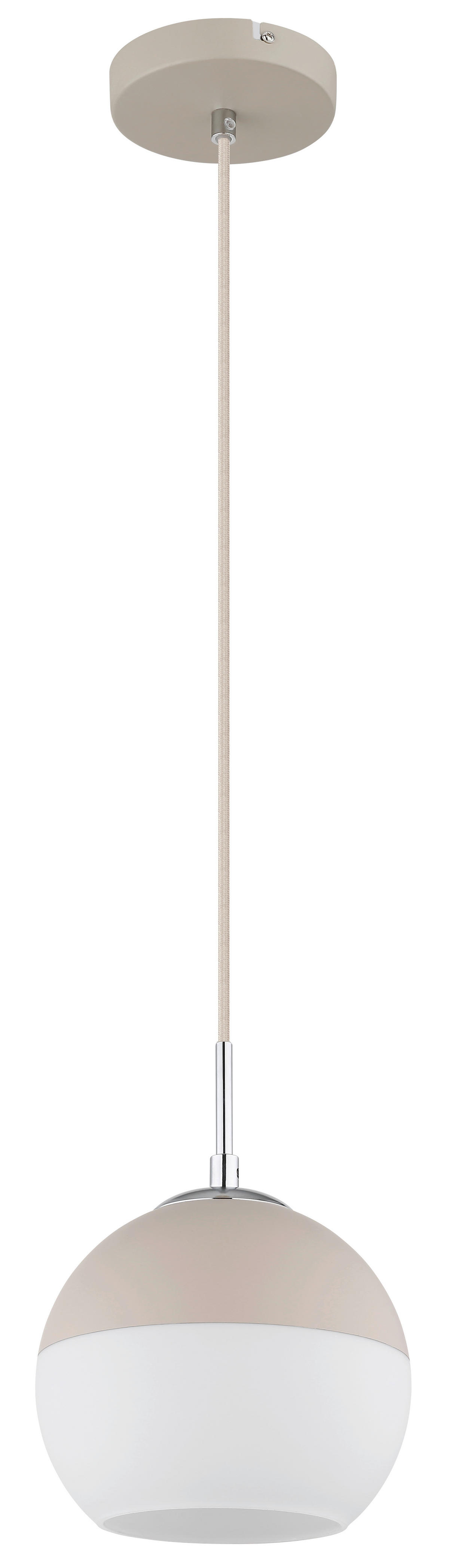 GLOBO Pendelleuchte weiß Opal sand Glas Textil Metall H/D: ca. 120x20 cm E27 1 Brennstellen RAGUSA - sand/weiß (20,00/120,00cm) - GLOBO