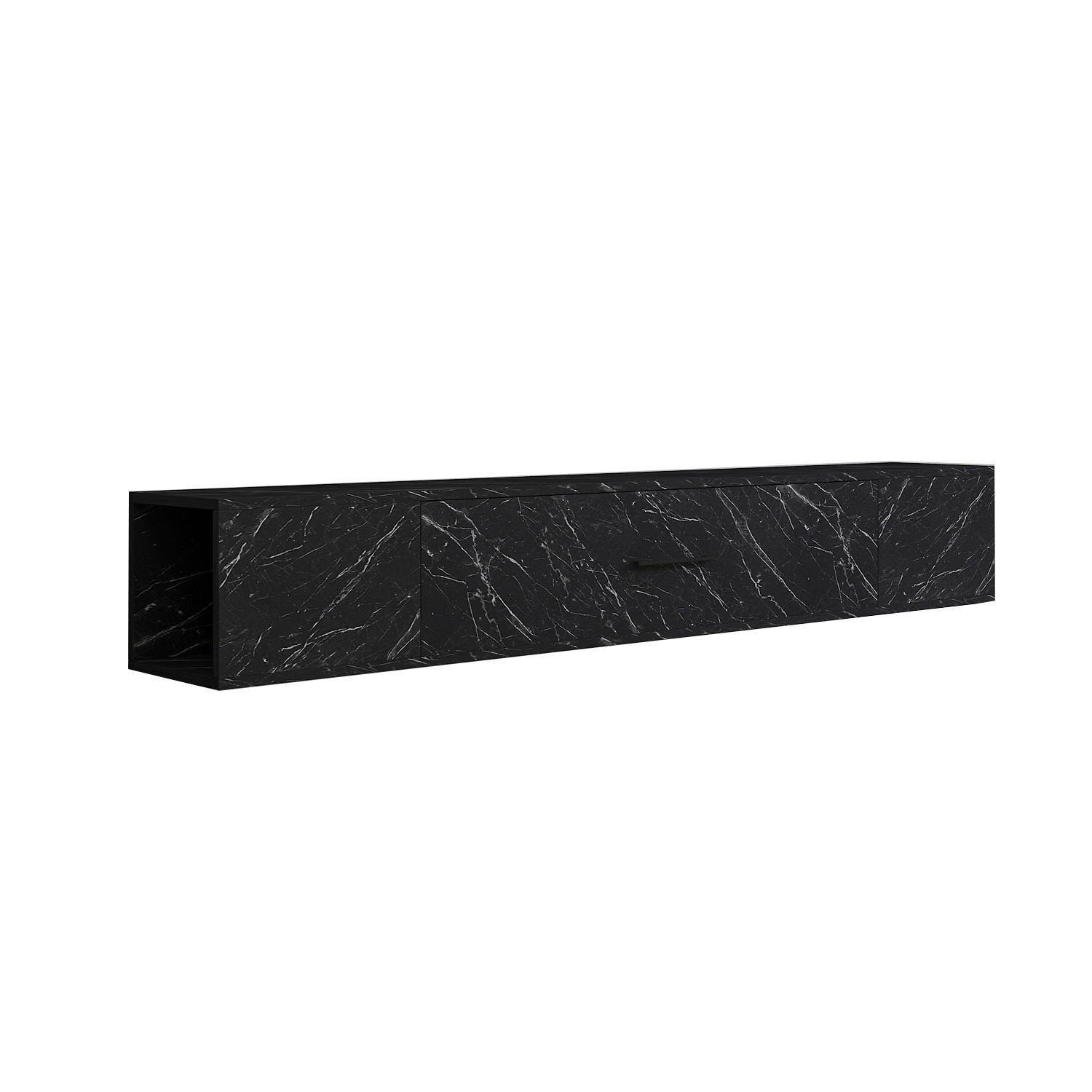 TV-Lowboard Acworth schwarz Marmor Optik B/H/T: ca. 160x30x29,6 cm