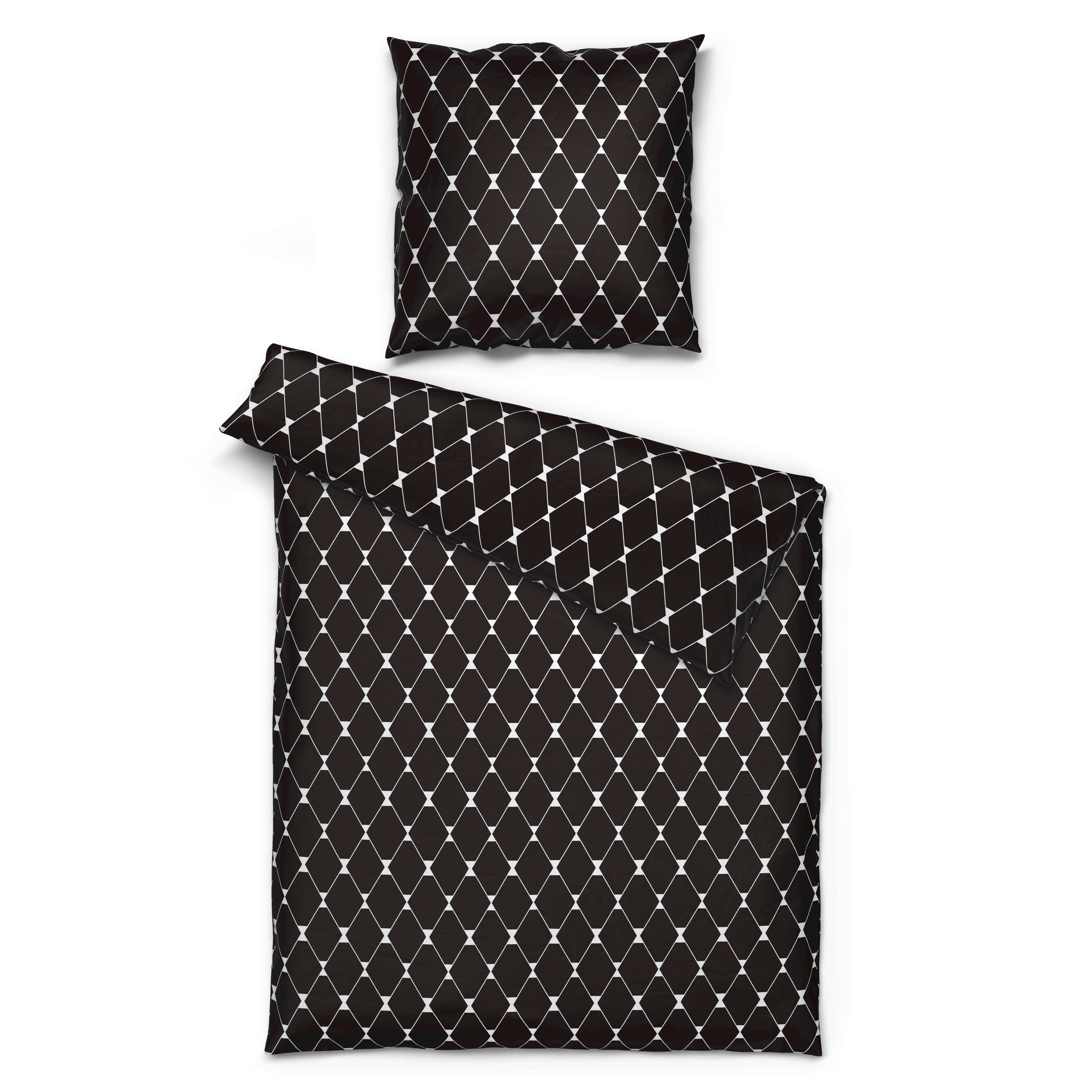 Microfaser Bettwäsche Bettwäsche_Microfaser Raute - weiß/schwarz (135,00/200,00cm)