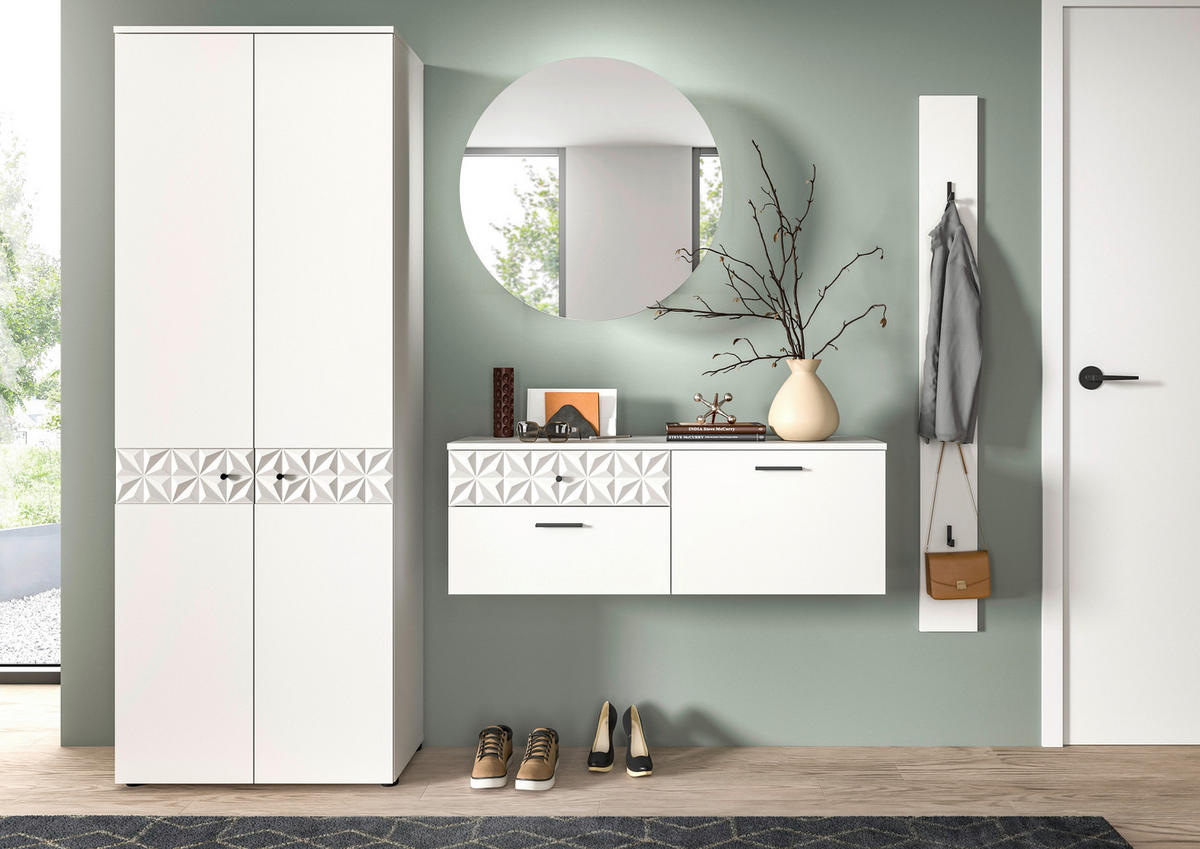 Garderobe Prisma weiß weiß Hochglanz B/H/T: ca. 226x192x34 cm Prisma - weiß (226,00/192,00/34,00cm) - xonox.home