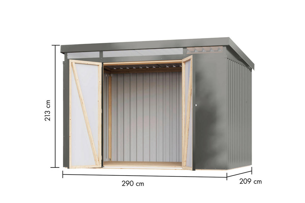 Karibu Gartenhaus Indra 3 grau B/H/T: ca. 289x213x206 cm Indra 3 - grau (289,00/213,00/206,00cm) - Karibu